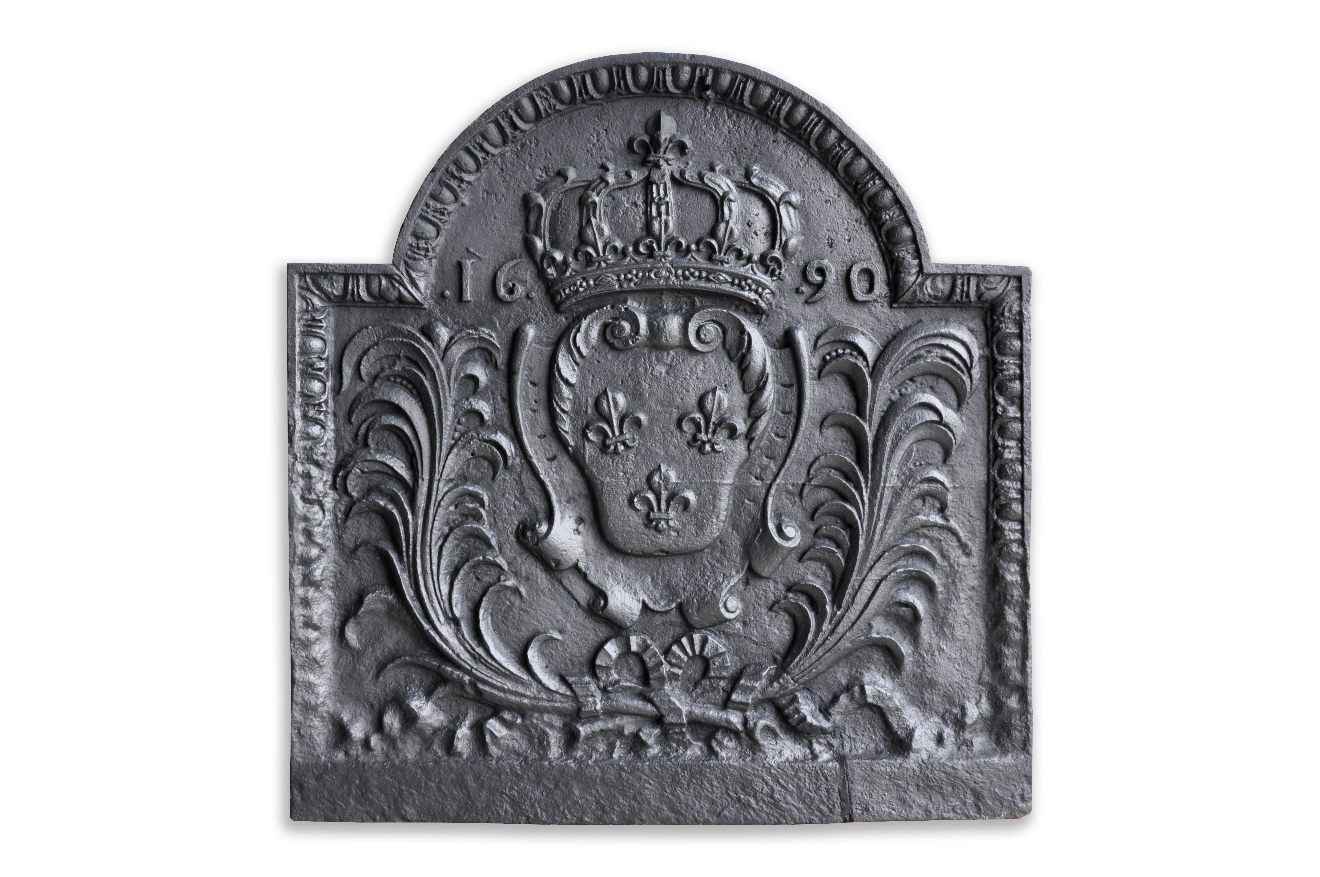 French Louis the 14th period cast iron fireback