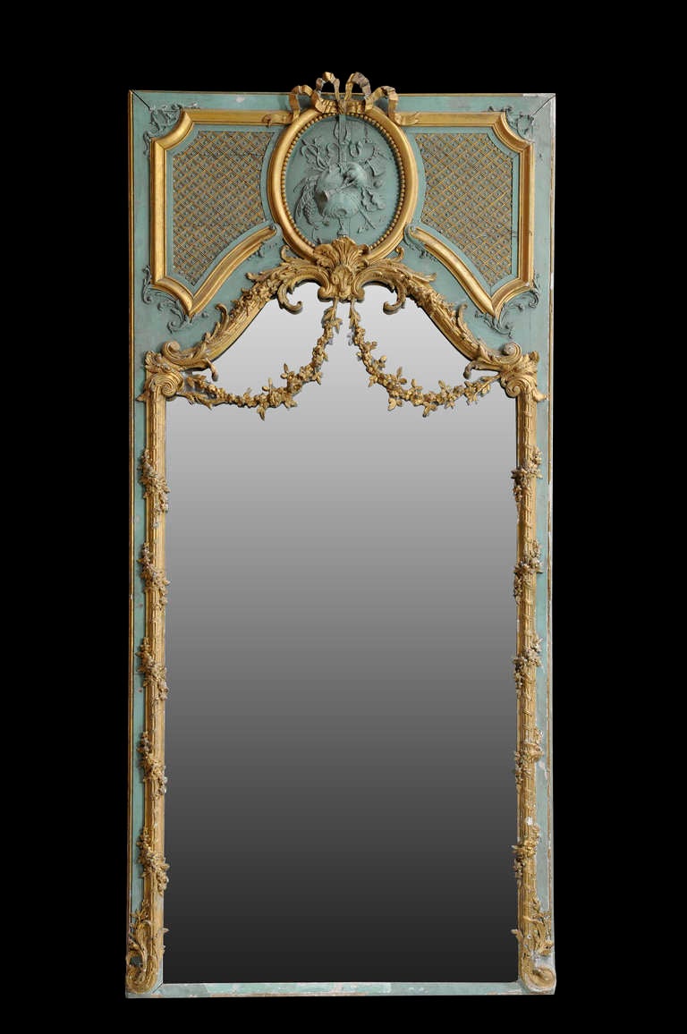 A French Louis XVI style pierglass dated 19th century. Little accidents and losses. #P1128.