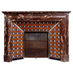 French Louis XIV Style Red Marble Fireplace - 19th Century