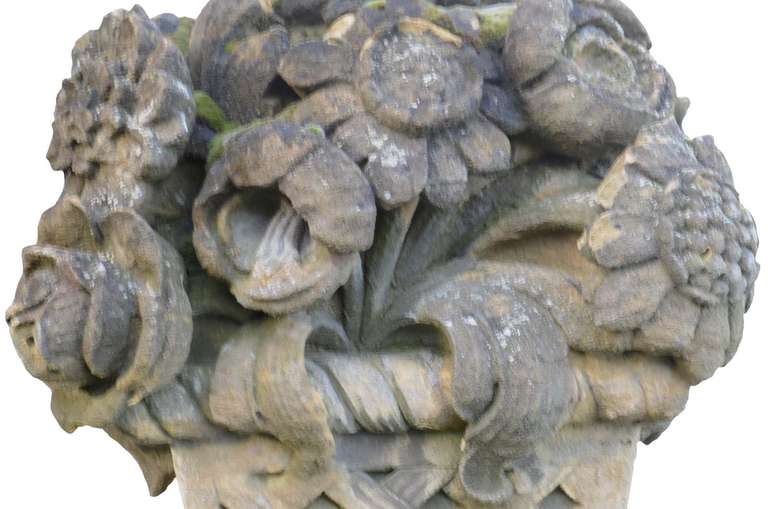 Pair of French Louis XVI Period Stone Baskets, Late 18th Century 4