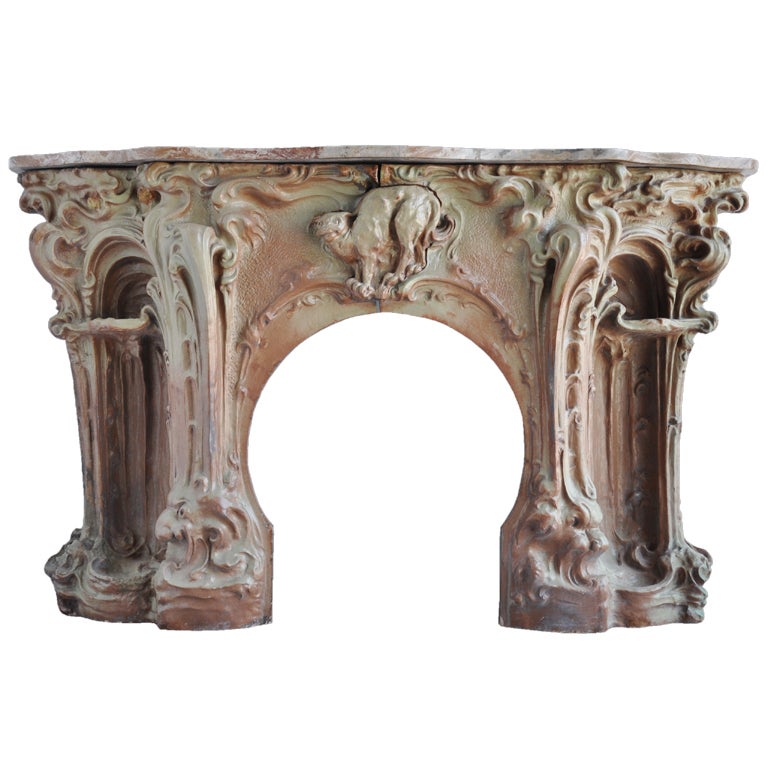 French Art Nouveau Period Stoneware Fireplace - Late 19th Century