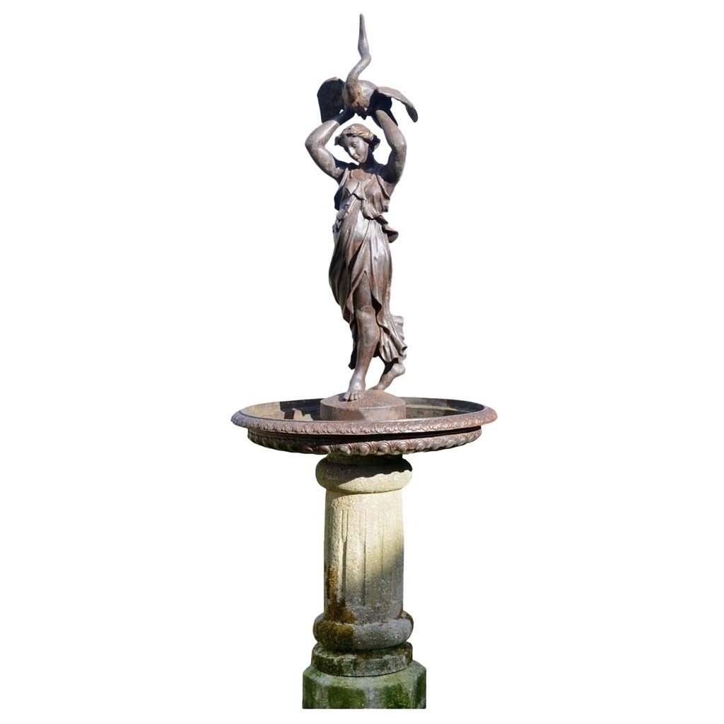 Cast Iron and Stone Fountain, 19th Century For Sale