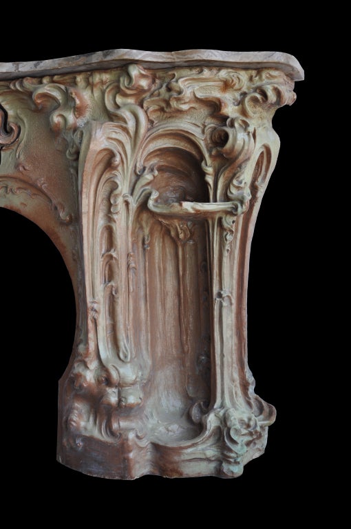 French Art Nouveau Period Stoneware Fireplace - Late 19th Century 1