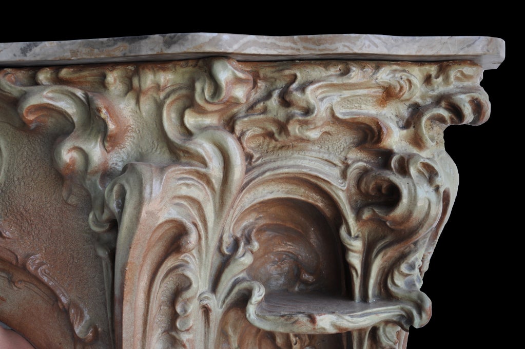 French Art Nouveau Period Stoneware Fireplace - Late 19th Century In Good Condition In Richebourg, Yvelines