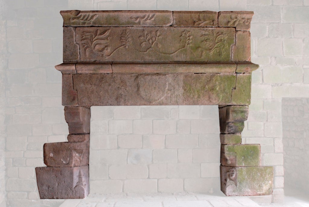 Granite French gothic period granite fireplace - 15th century