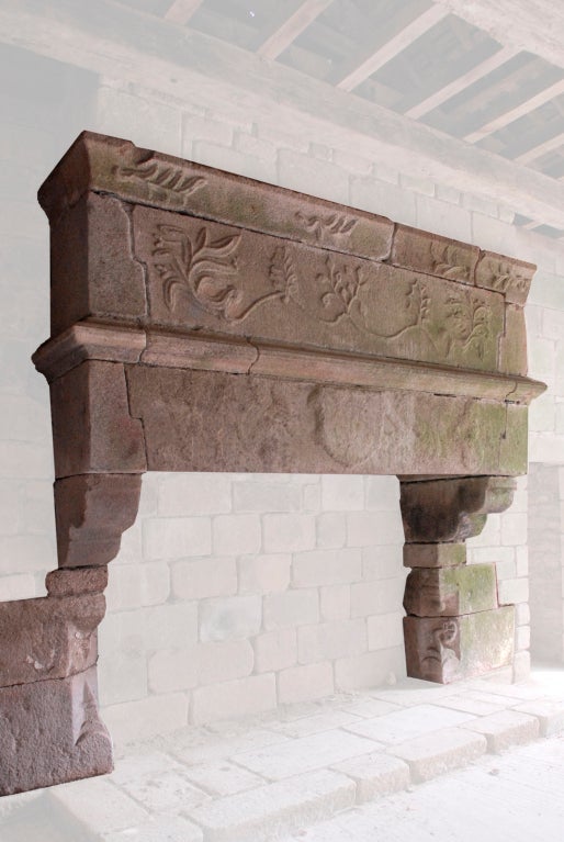 French gothic period granite fireplace - 15th century 1