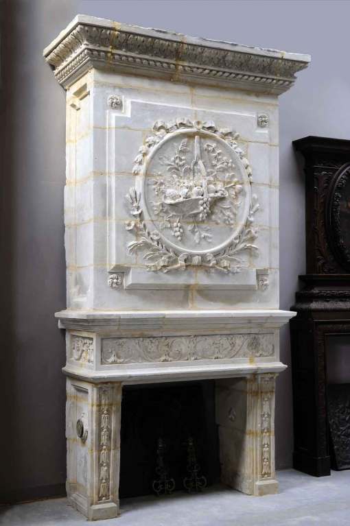 French Renaissance Style Limestone Fireplace, circa 1840