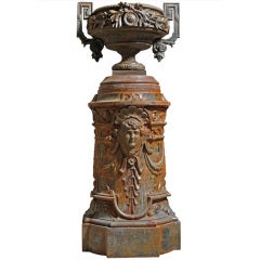 Cast iron vase and pedestal