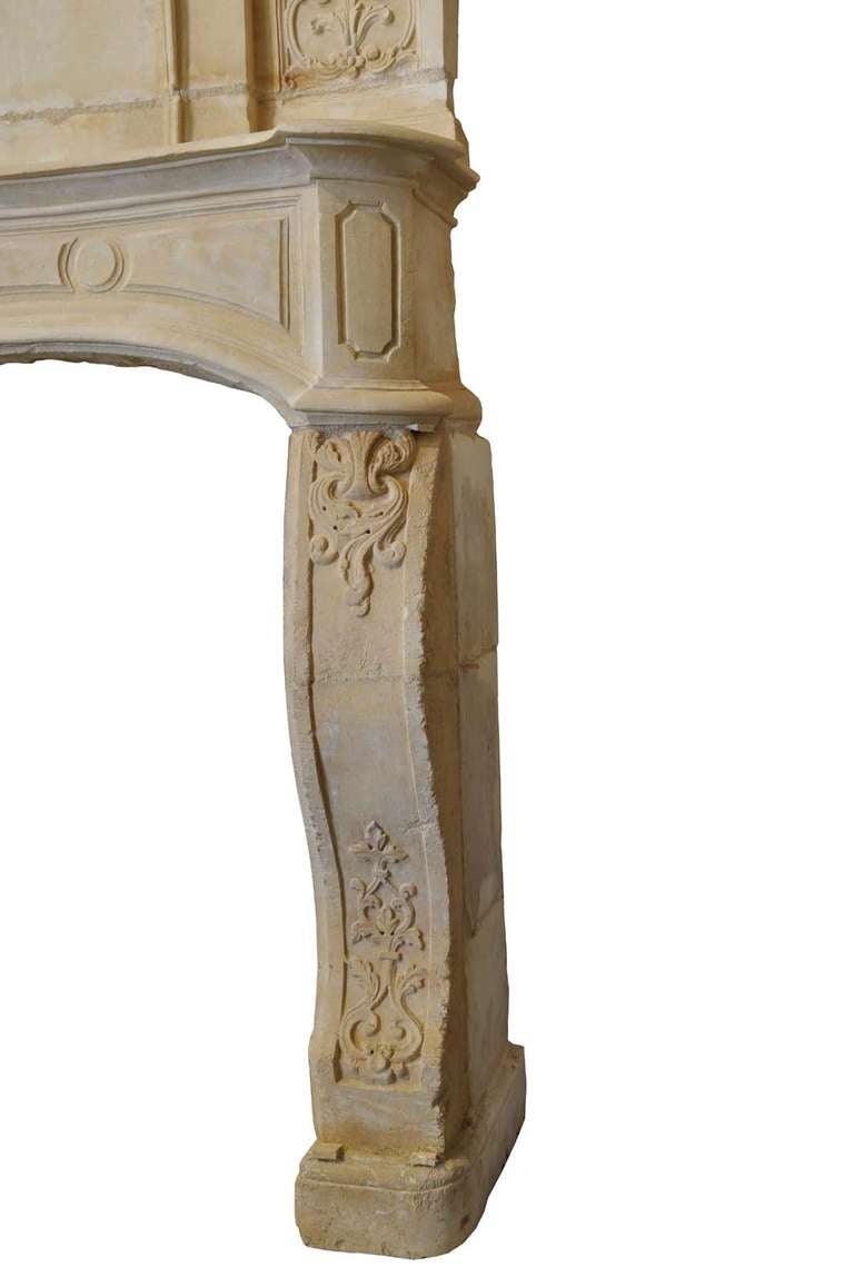 Louis the 14th period richly carved limestone fireplace 1
