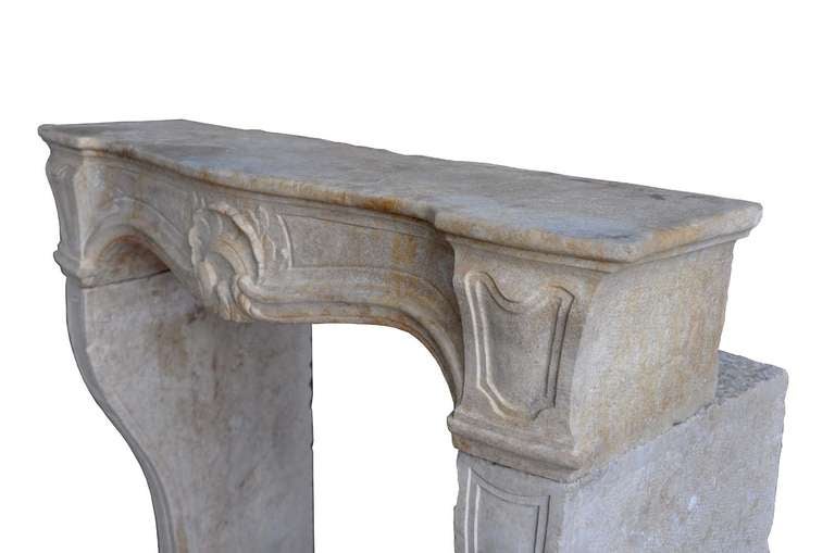 French Louis the 15th limestone fireplace - 18th century 2