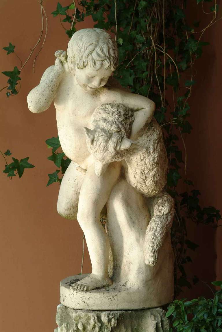 Terracotta Figure of a Boy Holding a Dead Fox, 19th Century