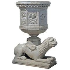 Carved marble baptismal font - 19th century # E4160.