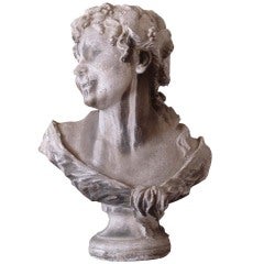 Antique Stone bust of a young lady dated 19th century.