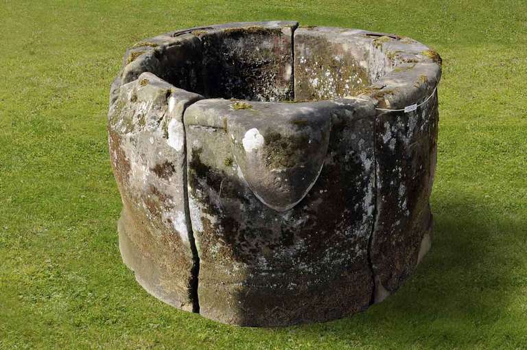 A French Louis XIV period sandstone well curbstone. Little accidents.