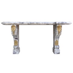 French Louis the 14th style brèche violette marble and gilded bronze console