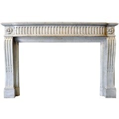 French Louis the 16th white Carrara marble fireplace - 19th century