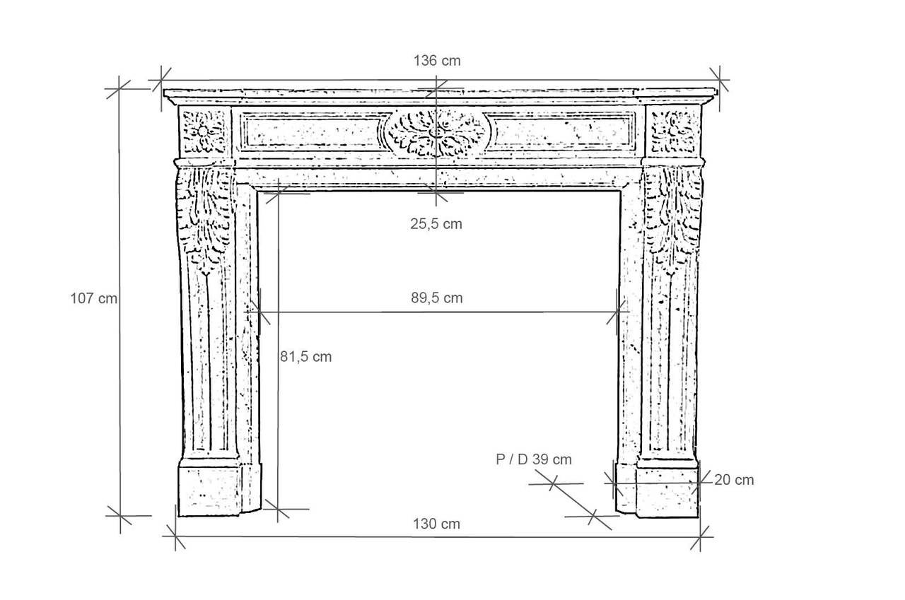 French Louis XVI Style White Marble Fireplace, 19th Century For Sale 4