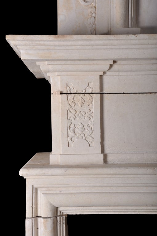 French Louis XIV Period Limestone Fireplace