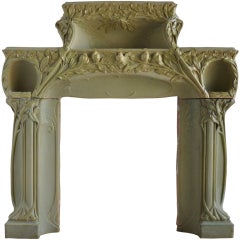 French Art Nouveau Period Stoneware Fireplace