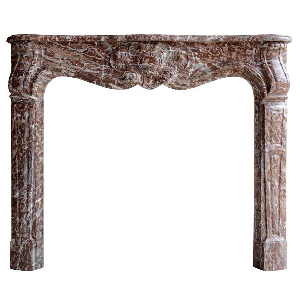 French Louis XV Style Marble Fireplace from 19th Century