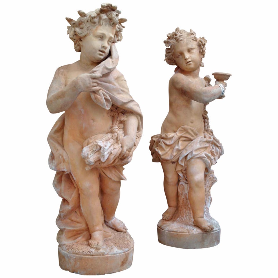 Terracotta Allegorical Figures of the Autumn and the Winter For Sale