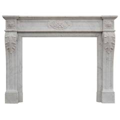 French Louis XVI Style White Marble Fireplace, 19th Century 7
