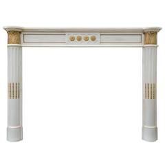 French Louis XVI Style White Marble and Bronze Fireplace, 19th Century
