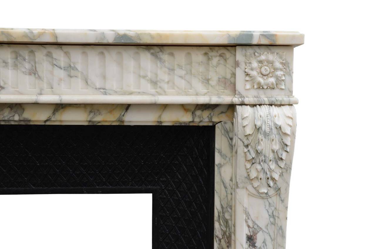 French Louis XVI Style Marble Fireplace, 19th Century For Sale 1