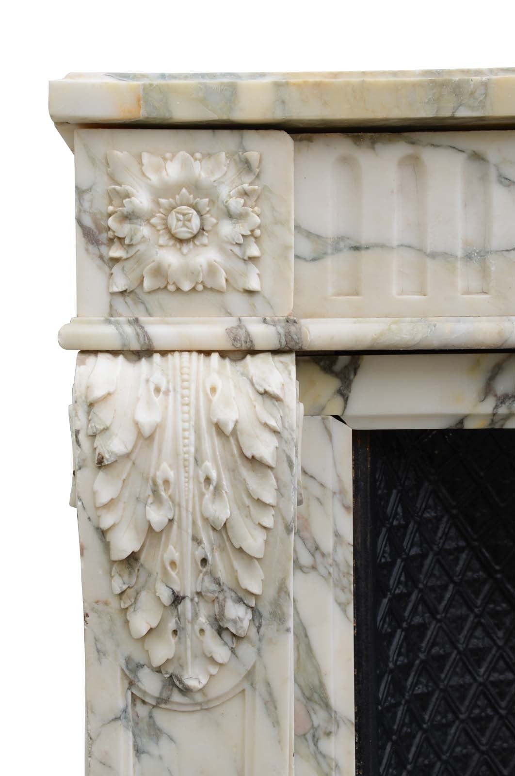 French Louis XVI Style Marble Fireplace, 19th Century For Sale 2