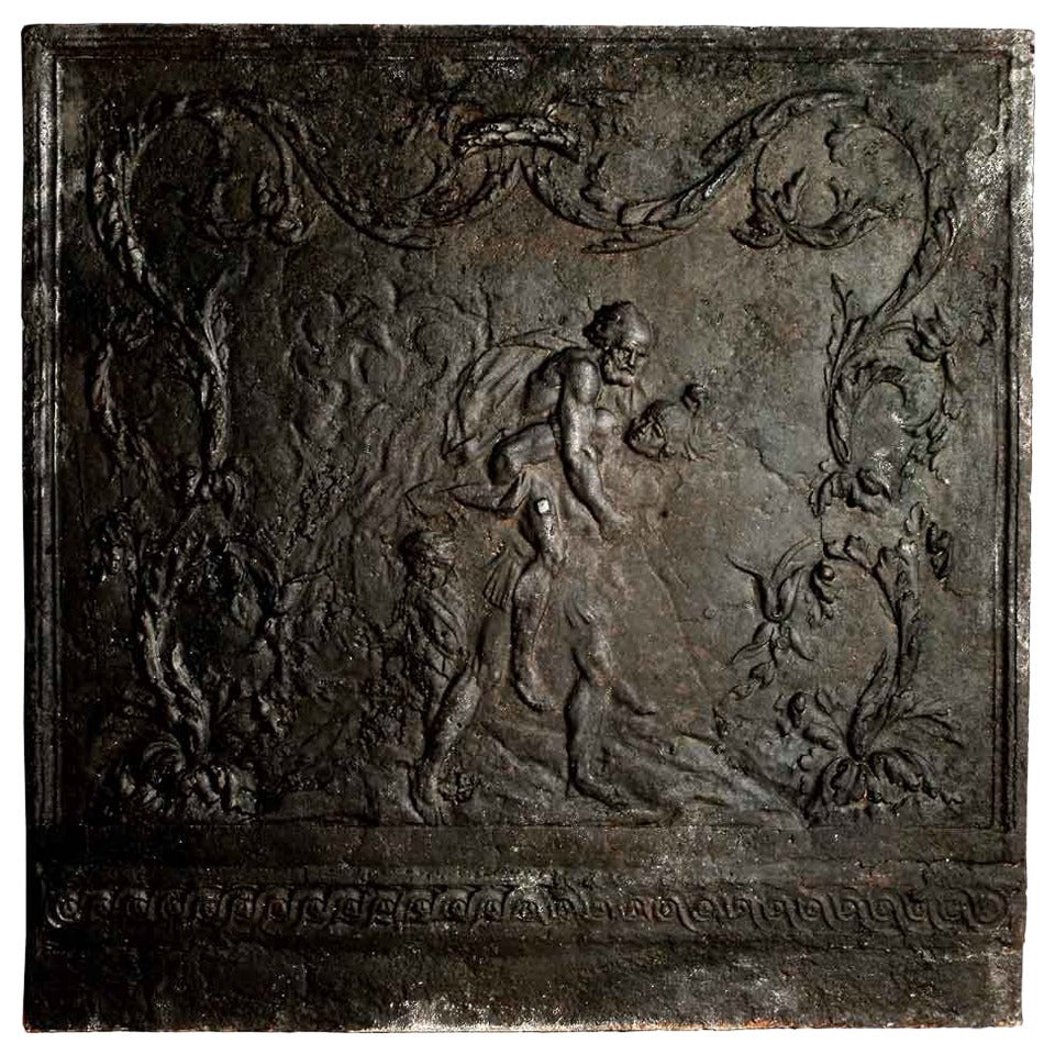 Cast Iron Fireback, "Aeneas and Anchise, " 18th Century For Sale