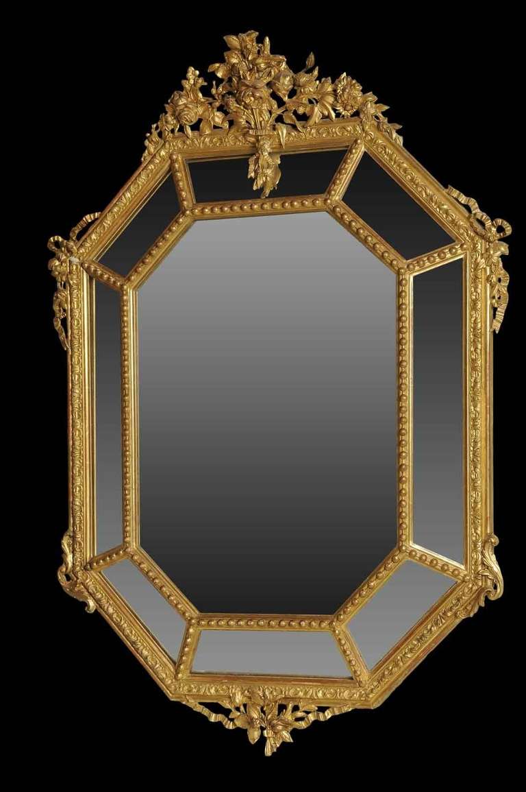 A French Louis the 14th style wood and stucco mirror. # P1108