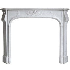 French Art Nouveau Period White Marble Fireplace - Late 19th Century