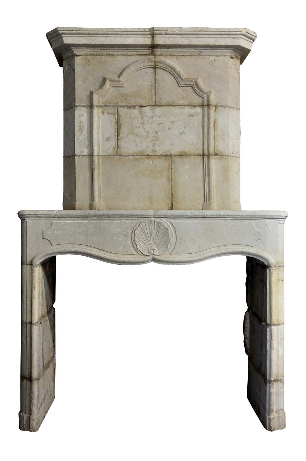 French Louis XIV Period Limestone Fireplace, Early 18th Century For Sale