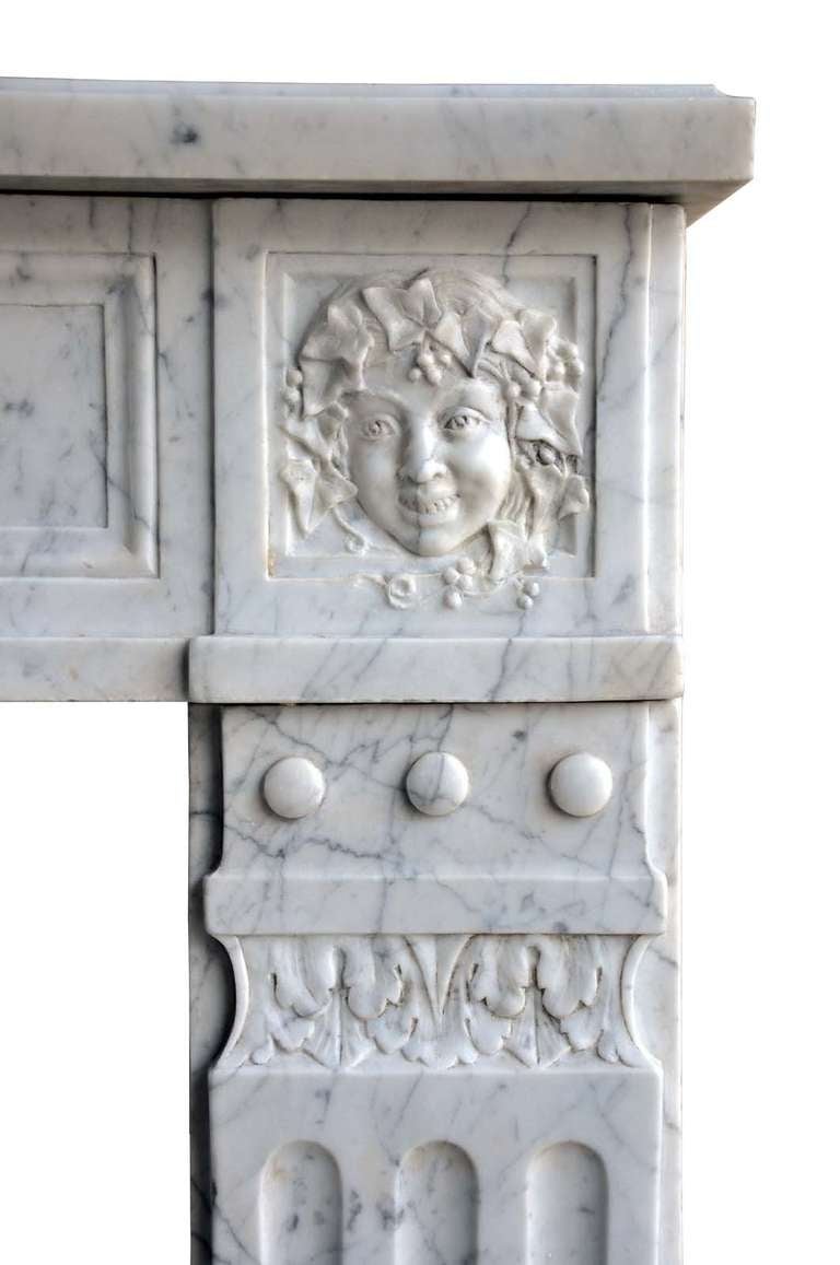 French Louis XVI Style White Marble Fireplace - 19th Century. 1