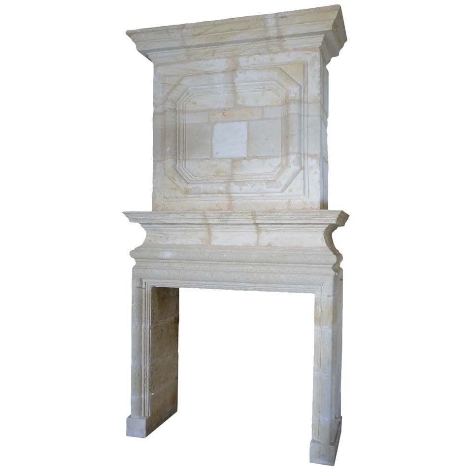 French Louis XIV Period Limestone Fireplace, 17th Century