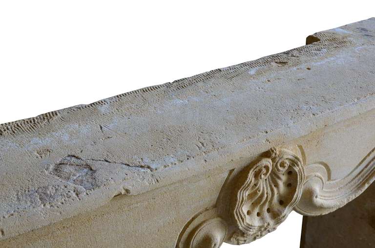 French Louis XV Period Limestone Fireplace, 18th Century For Sale 3