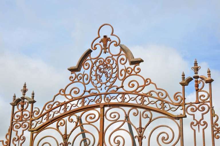 French Entrance Wrought Iron Grille Dated 19th Century