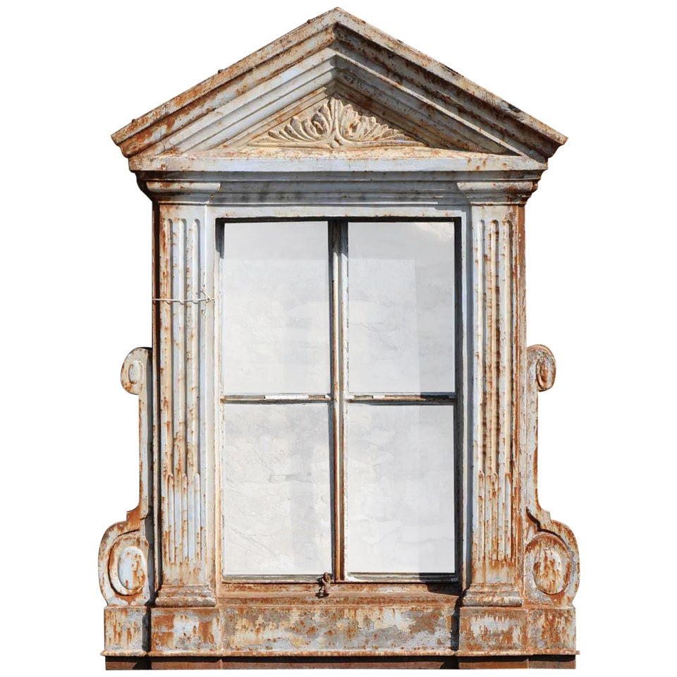 French Directoire Style Cast Iron Window Frame - 19th Century For Sale