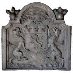 French Louis XIV Period Cast Iron Fireback, Dated 1683