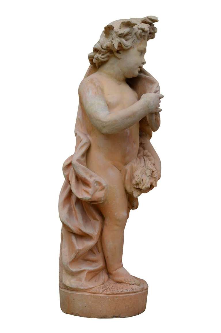 French Terracotta Allegorical Figures of the Autumn and the Winter For Sale