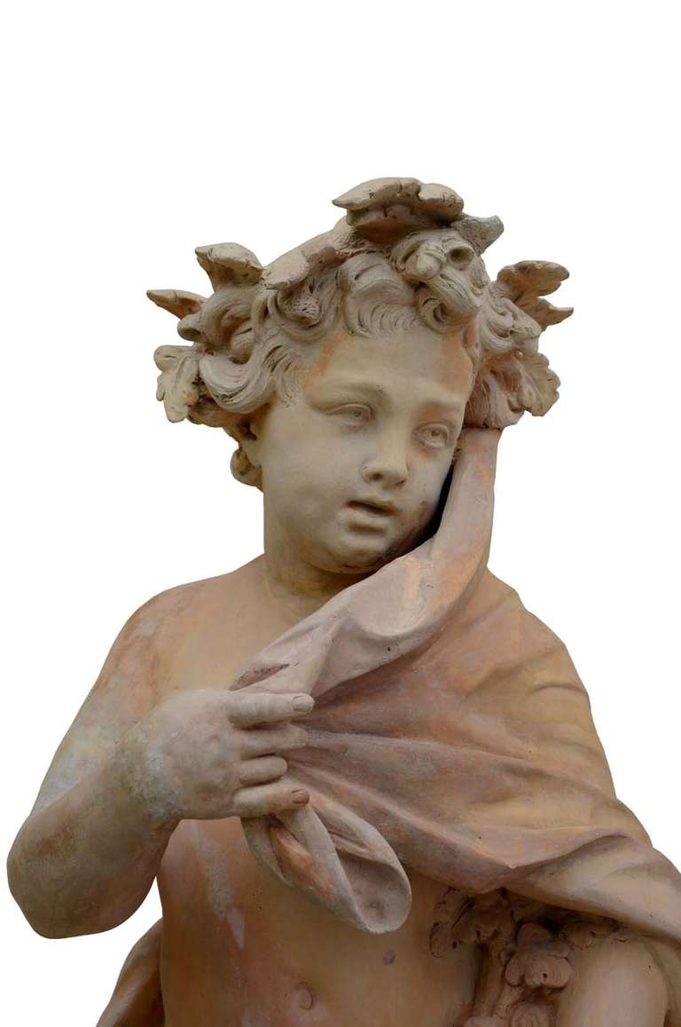 19th Century Terracotta Allegorical Figures of the Autumn and the Winter For Sale