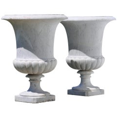 Pair of White Marble Medicis Style Vases