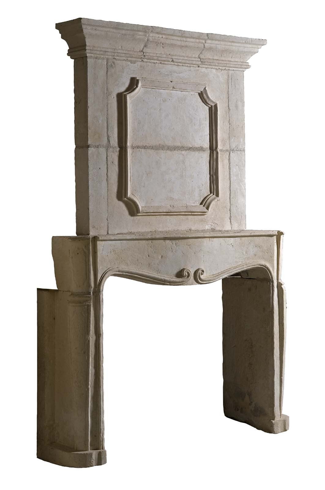 French Louis the 14th period limestone fireplace