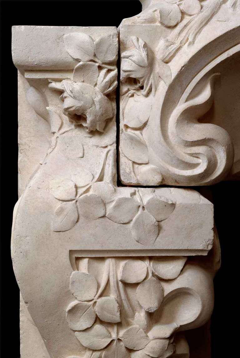 20th Century French Art Nouveau Period Limestone Fireplace, circa 1900 For Sale