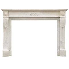 French Louis XVI Style White Marble Fireplace, 19th Century. 6