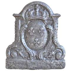 French Louis XIV period cast iron fireback - 17th century