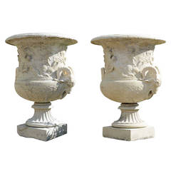Important Pair of Composite Stone Vases, the Triumph of Amphitrite, 19th Century