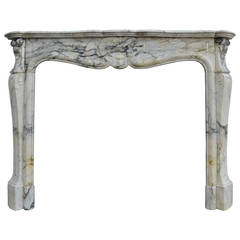 French Louis XV Style Arabescato Marble Fireplace, 19th Century