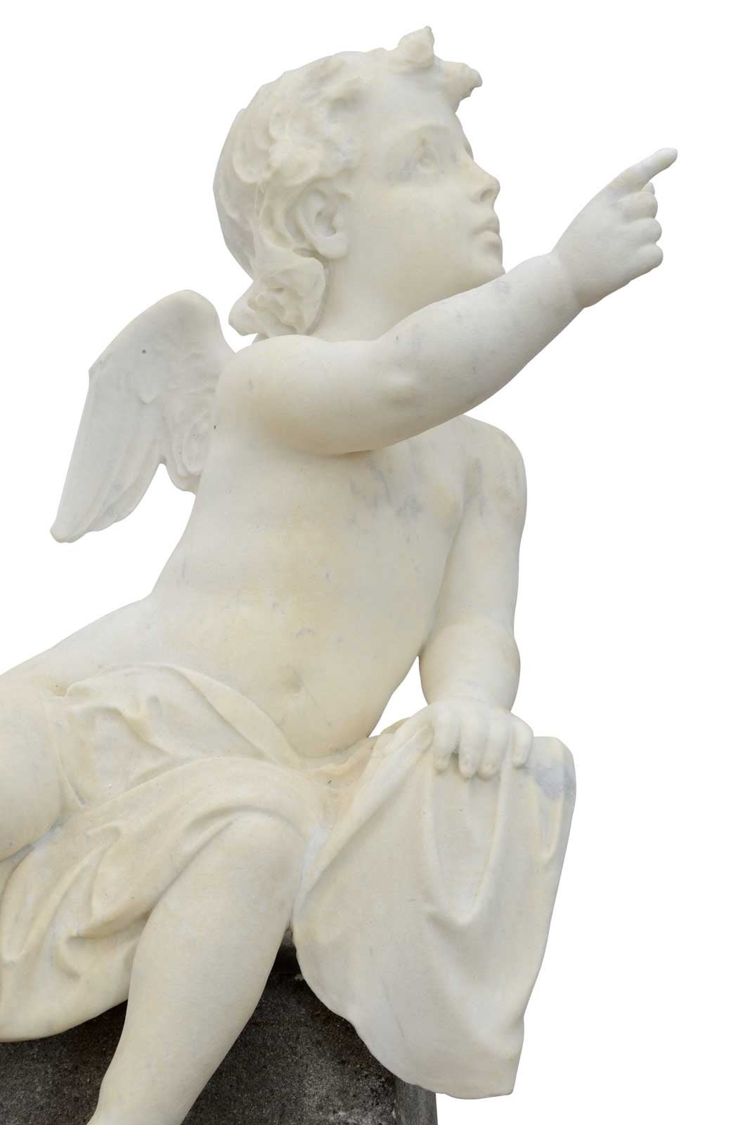 Napoleon III Little Marble Angel Statue, 19th Century