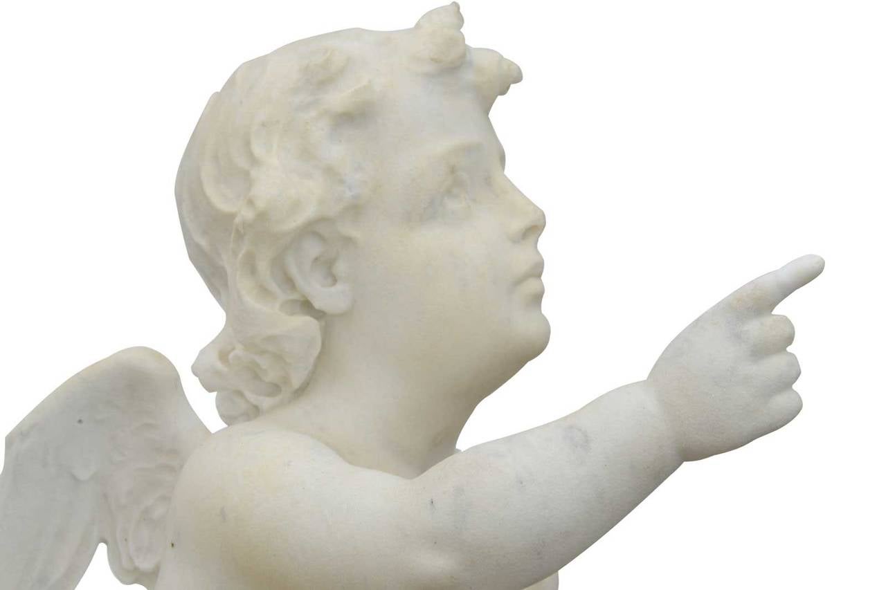 European Little Marble Angel Statue, 19th Century